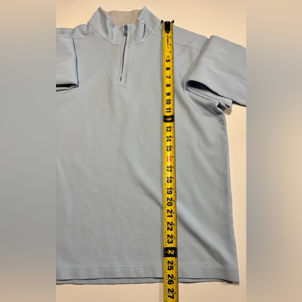 BONOBOS Men Size L Blue Quarter Zip Sweatshirt Long Sleeve Cotton Blend Slim Fit - Picture 6 of 7